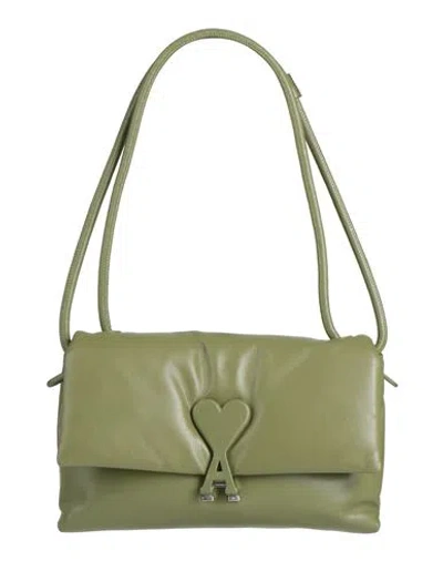 Ami Alexandre Mattiussi Woman Shoulder Bag Sage Green Size - Leather