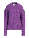 Ami Alexandre Mattiussi Ami Paris Cable Knitted Cropped Sweater In Purple