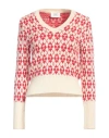 Ami Alexandre Mattiussi Red & Off-white Jacquard Sweater In Red