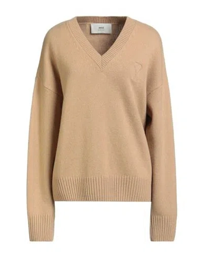 Ami Alexandre Mattiussi Woman Sweater Sand Size L Merino Wool, Cashmere
