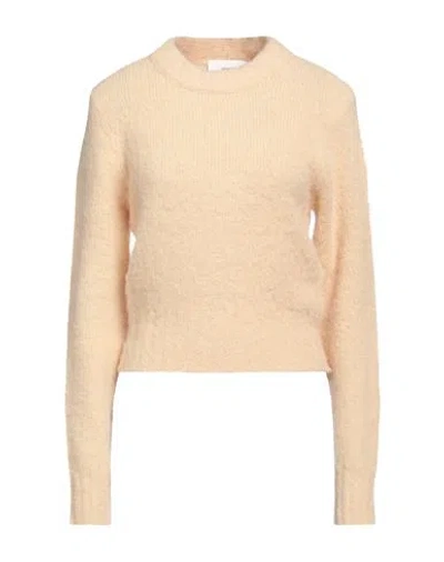 Ami Alexandre Mattiussi Woman Sweater Sand Size M Baby Alpaca Wool, Wool, Polyamide, Elastane In Beige
