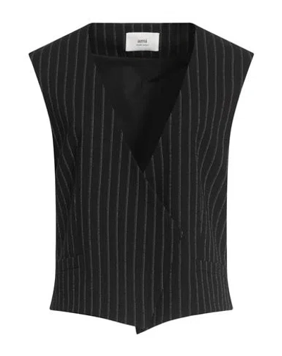 Ami Alexandre Mattiussi Woman Tailored Vest Black Size 8 Virgin Wool