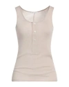 Ami Alexandre Mattiussi Woman Tank Top Beige Size L Cotton