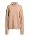 Ami Alexandre Mattiussi Woman Turtleneck Camel Size L Merino Wool, Cashmere In Neutral