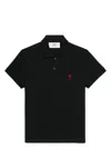 Ami Alexandre Mattiussi Ami Paris Ami Paris De Coeur Cotton Plo Shirt In Black