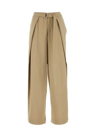 AMI ALEXANDRE MATTIUSSI WOMEN'S BEIGE VISCOSE BLEND WIDE-LEG PANT