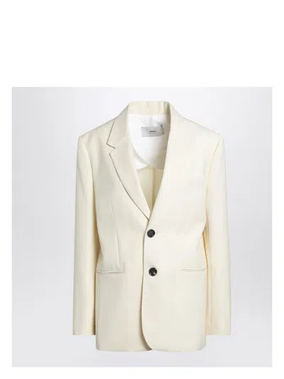 AMI ALEXANDRE MATTIUSSI WOMEN'S BUTTER-COLOURED WOOL JACKET