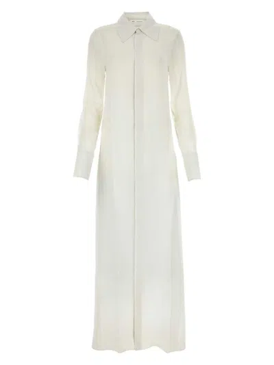 AMI ALEXANDRE MATTIUSSI WOMEN'S CHALK CREPE SHIRT DRESS