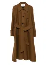 Ami Alexandre Mattiussi Long Wool Coat Featuring Self-tie Belt In Brown
