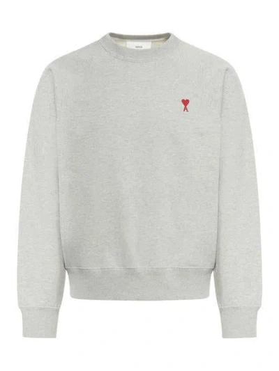Ami Alexandre Mattiussi Ami Paris Ami De Coeur Fleece Sweatshirt In Grey