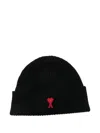 Ami Alexandre Mattiussi Ami Paris Women Ami De Coeur Wool Beanie In Black