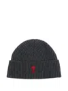 Ami Alexandre Mattiussi Ami Paris Ami Paris De Coeur Wool Beanie In Gray
