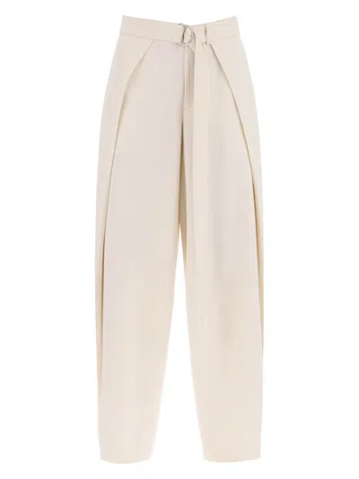 Ami Alexandre Mattiussi Women's Ivory Trousers With Belt In White