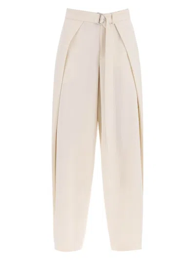 AMI ALEXANDRE MATTIUSSI WOMEN'S IVORY VISCOSE BLEND WIDE-LEG PANT
