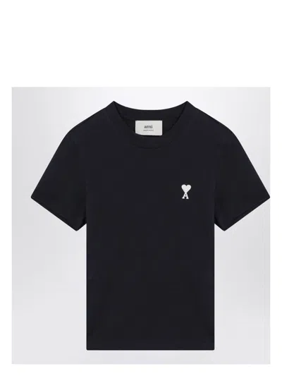 AMI ALEXANDRE MATTIUSSI WOMEN'S MIDNIGHT AMI DE COEUR CROPPED T-SHIRT
