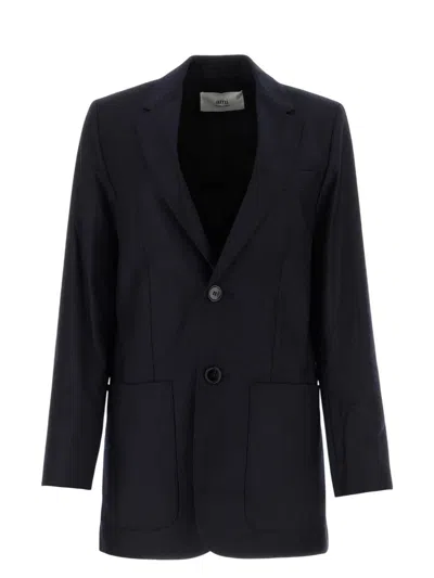 AMI ALEXANDRE MATTIUSSI WOMEN'S MIDNIGHT WOOL BLAZER