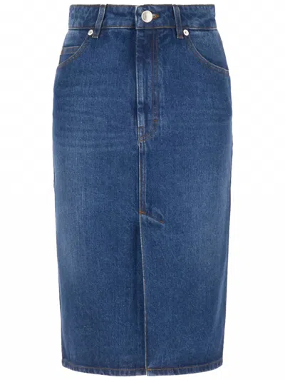 Ami Alexandre Mattiussi Women's Pencil Denim Midi Skirt In Blue
