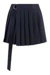 Ami Alexandre Mattiussi Pleated Virgin Wool Miniskirt In Blue