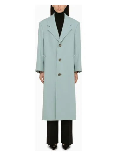 AMI ALEXANDRE MATTIUSSI WOMEN'S POWDER BLUE WOOL BLEND COAT