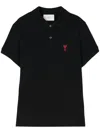 Ami Alexandre Mattiussi Ami Paris Ami Paris De Coeur Cotton Plo Shirt In Black