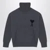 Ami Alexandre Mattiussi Ami Paris Turtleneck Sweater Ami De Coeur Grey Women In Blue