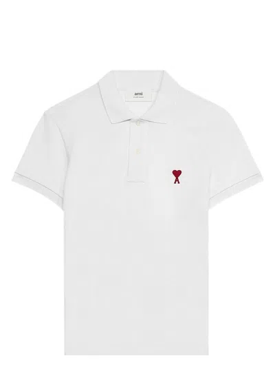 AMI ALEXANDRE MATTIUSSI WOMEN'S WHITE AMI DE COEUR POLO SHIRT