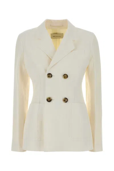 Ami Alexandre Mattiussi Ami Double Breasted Bar Jacket With Patch Pockets In Animal Print