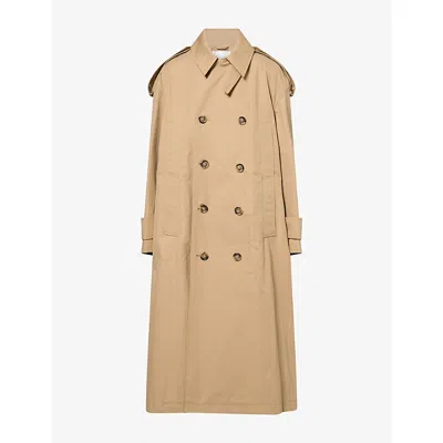 Ami Alexandre Mattiussi Womens Double-breasted Epaulette Cotton Trench Coat Beige Mastic In Pattern