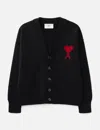 Ami Alexandre Mattiussi Wool Ami De Coeur Cardigan In Black