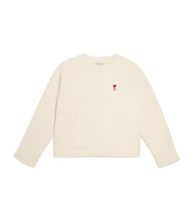 Ami Alexandre Mattiussi Kids' Wool Ami De Coeur Sweater In Neutral