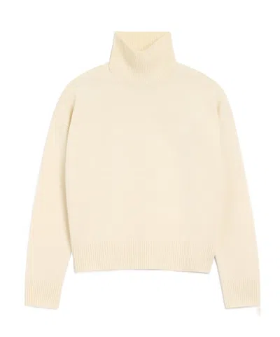 Ami Alexandre Mattiussi Wool And Cashmere Funnel Neck Sweater In Gold