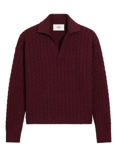 AMI ALEXANDRE MATTIUSSI WOOL AND CASHMERE LONG-SLEEVE POLO SHIRT