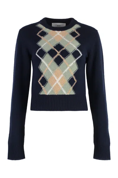 Ami Alexandre Mattiussi Wool And Cashmere Sweater In Navy