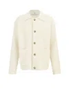 Ami Alexandre Mattiussi Ribbed Cardigan With Long Sleeves And Pockets In Neutral