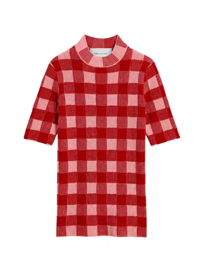 Ami Alexandre Mattiussi Wool And Cotton Short Sleeves Sweater In Red