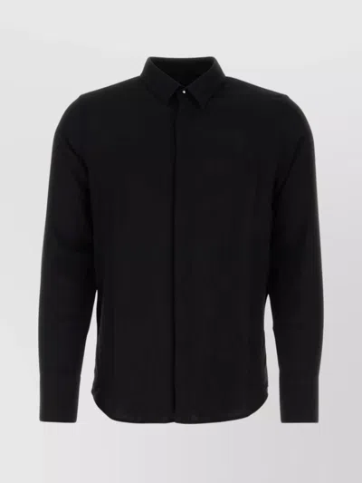Ami Alexandre Mattiussi Wool And Viscose Shirt With Button Cuffs In Black