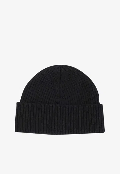 Ami Alexandre Mattiussi Wool Beanie With Embroidered-logo In Black