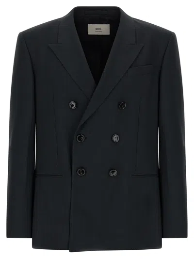 AMI ALEXANDRE MATTIUSSI WOOL BLAZER GRAY