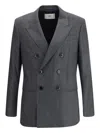 Ami Alexandre Mattiussi Ami Paris Men Double-breasted Virgin Wool Blazer In Gray