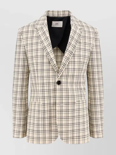 AMI ALEXANDRE MATTIUSSI WOOL BLAZER MADRAS MOTIF
