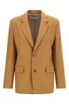 Ami Alexandre Mattiussi Ami Single-breasted Wool Blazer With Structured Shoulders In Sand