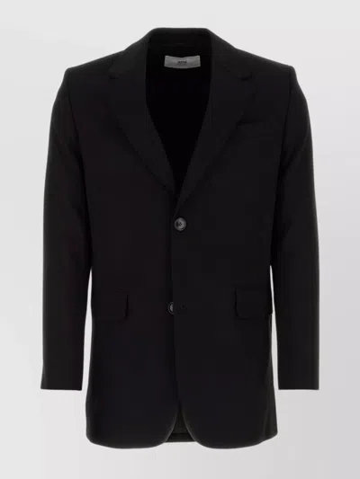 Ami Alexandre Mattiussi Wool Blazer With Chest And Flap Pockets In Black
