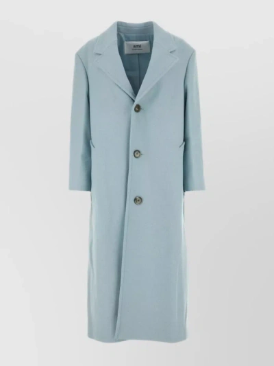 AMI ALEXANDRE MATTIUSSI WOOL BLEND COAT WITH BACK SLIT AND BUTTONED CUFFS