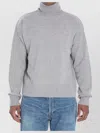Ami Alexandre Mattiussi Ami Grey Turtleneck Sweater With Ribbed Detailing In Gray