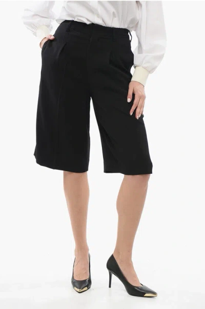 Ami Alexandre Mattiussi Ami Paris Black Wool-blend Bermuda Shorts Women