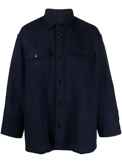 Ami Alexandre Mattiussi Wool-blend Shirt Jacket In Blue