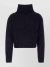 AMI ALEXANDRE MATTIUSSI WOOL BLEND SWEATER WITH CROPPED FUNNEL NECK
