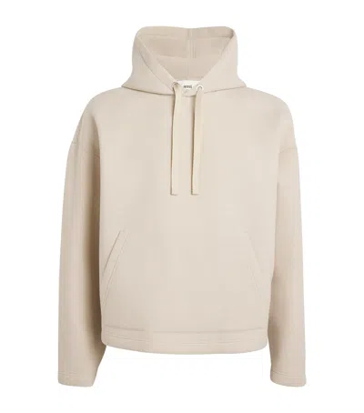 Ami Alexandre Mattiussi Wool-blend Twill Hoodie In Beige