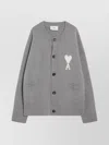 Ami Alexandre Mattiussi Ami Paris Grey Wool Cardigan Ami De Coeur Men In Gray