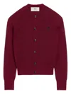 Ami Alexandre Mattiussi Burgundy Wool Ami De Coeur Cardigan Red In Red